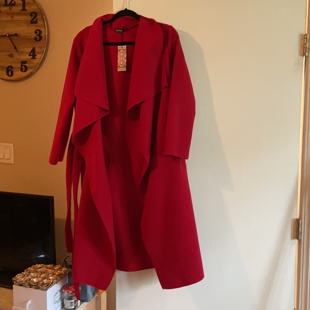 BOOHOO RED COAT SIZE M/L